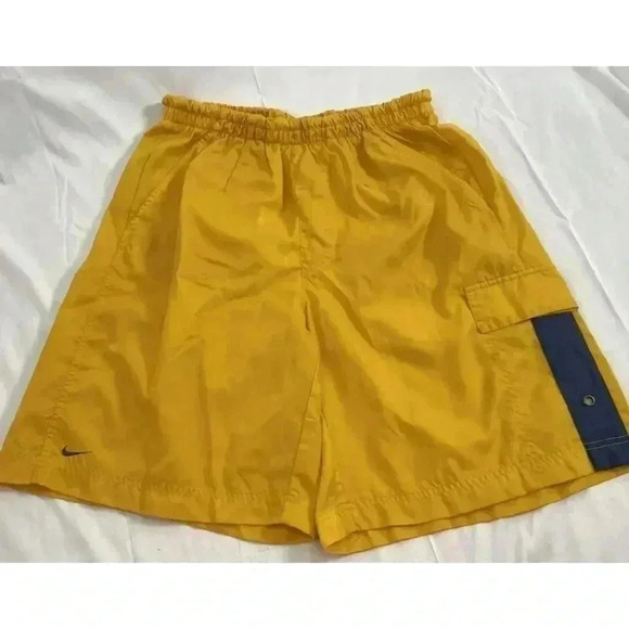 Vintage Nike Mens size L Swoosh Lined Nylon Shorts Yellow Swim Trunks Nautical - Picture 12 of 13